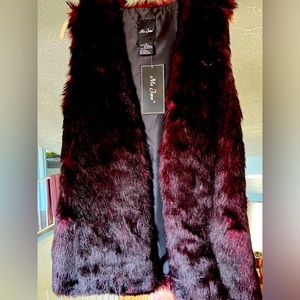 Luxurious Faux Fur Vest in Deep Burgundy